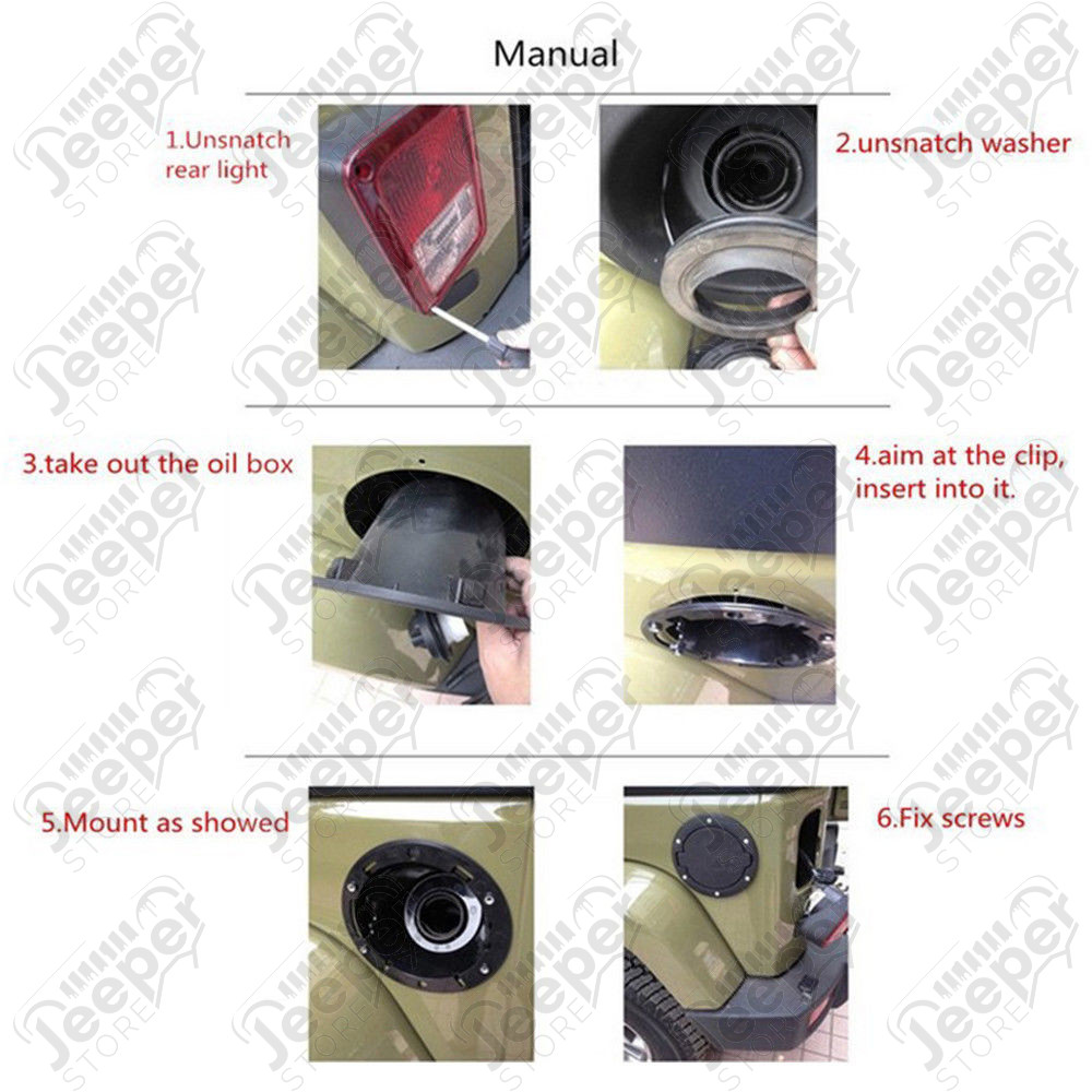 Trappe à essence "Jeep" en aluminium et plastique chromé pour Jeep Wrangler JK