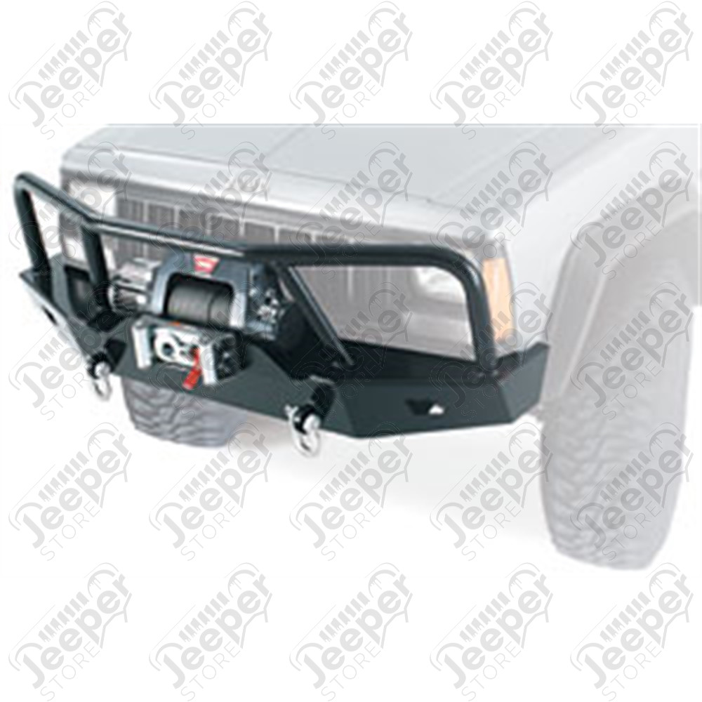 Pare chocs avant acier WARN avec porte treuil et barre protection Jeep Cherokee XJ