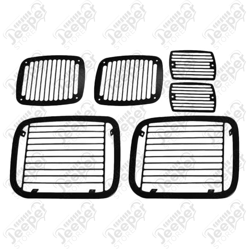 Grilles de protection de feu avant et arrière noir, Jeep Wrangler YJ