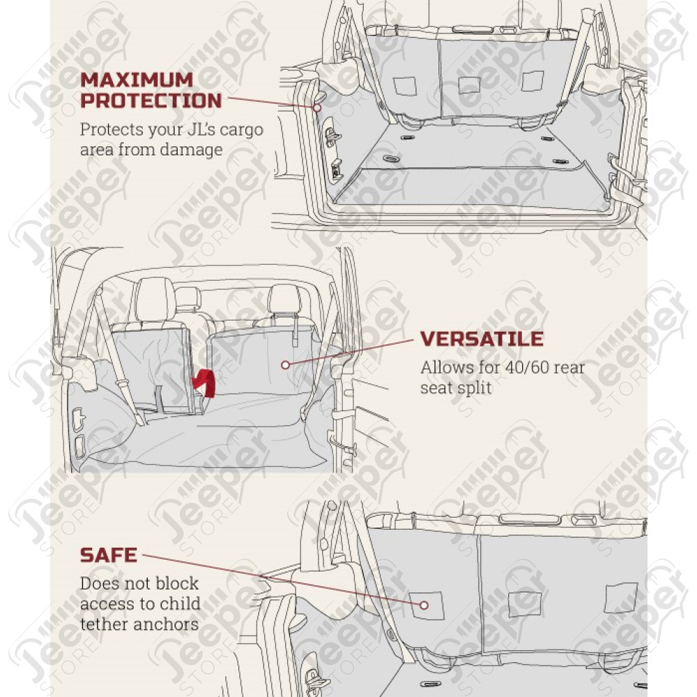 Housse de protection intérieur de coffre et banquette pour Jeep Wrangler JL Unlimited (4 portes)