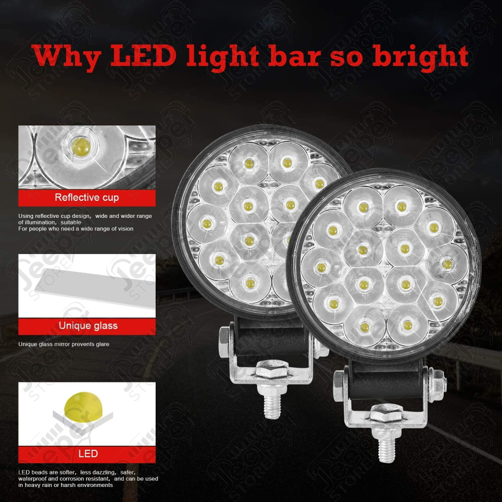 Kit de 2 feux longue portée ronds à LED de 42W - 420 lumens (diamètre: 8 cm)