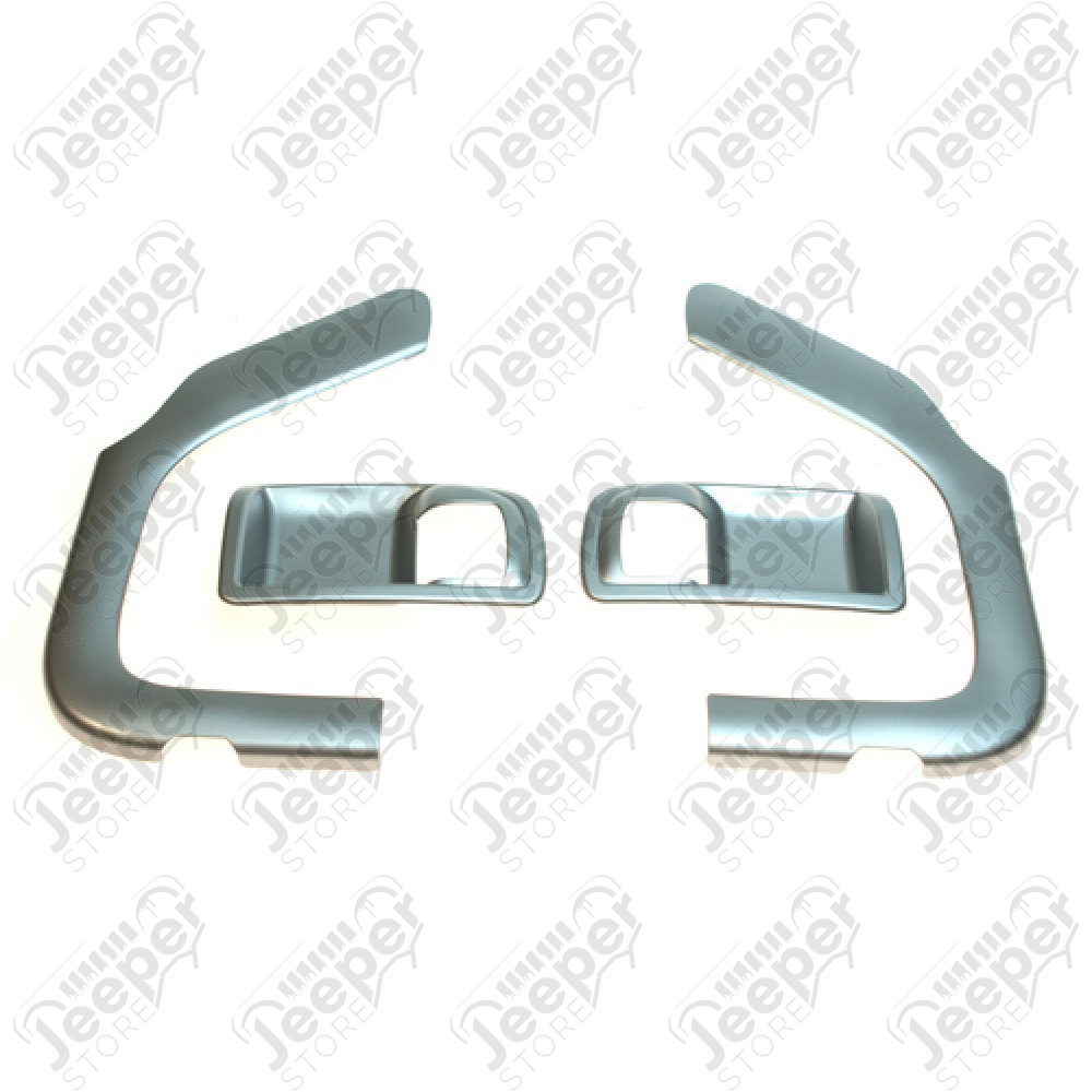 Kit de 4 enjoliveurs de poignées portes intérieur avant (couleur: chrome brillant) Jeep Wrangler JK (2 ou 4 portes) 