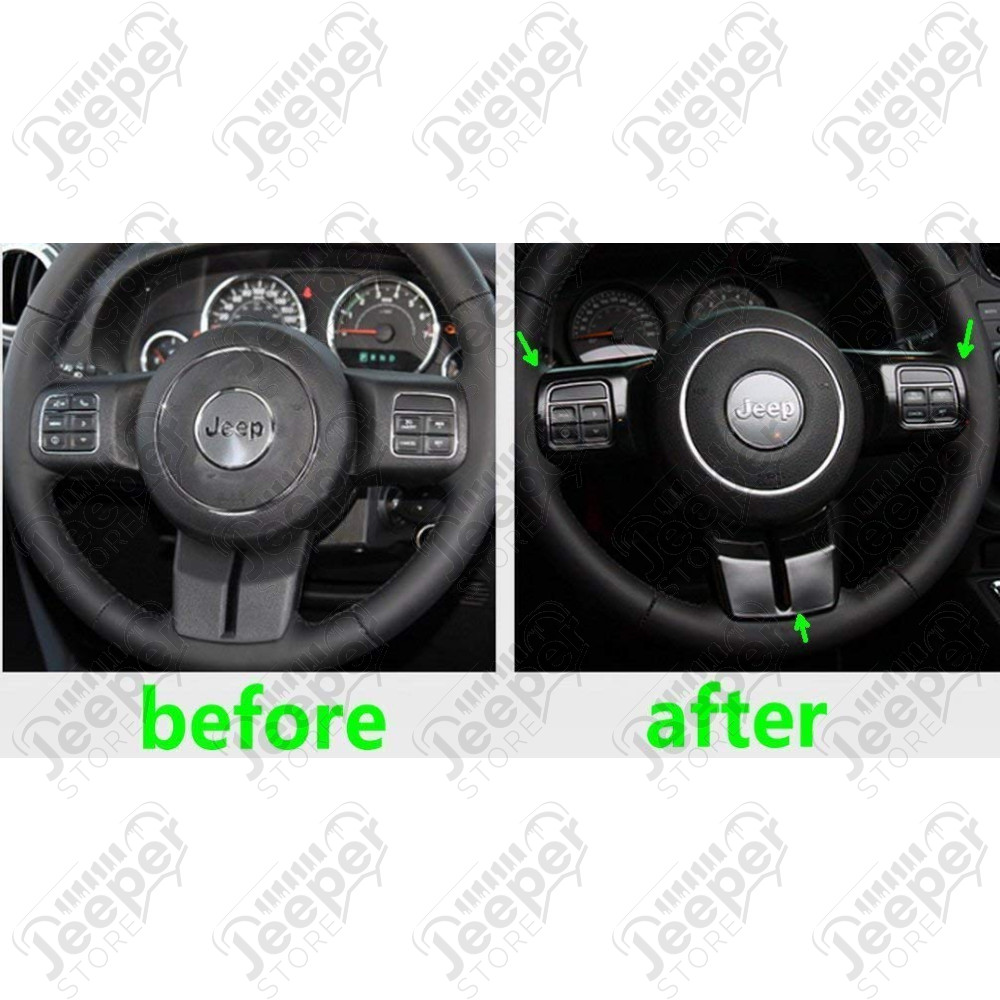 Kit d'enjoliveurs de tableau de bord et portes (12 pièces) (couleur: noir) pour Jeep Wrangler JK
