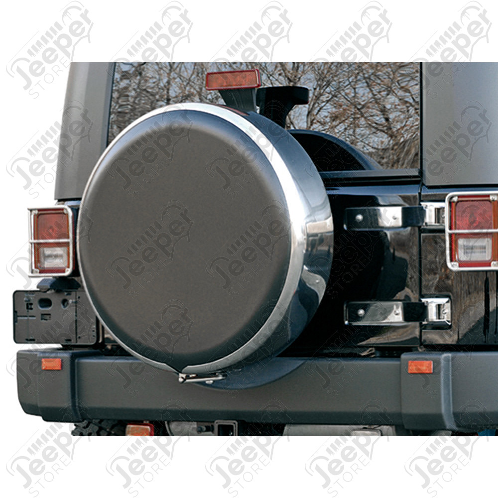 Housse de roue de secours avec cerclage acier / inox et centre en plastique pour roue de 31"x10.50"