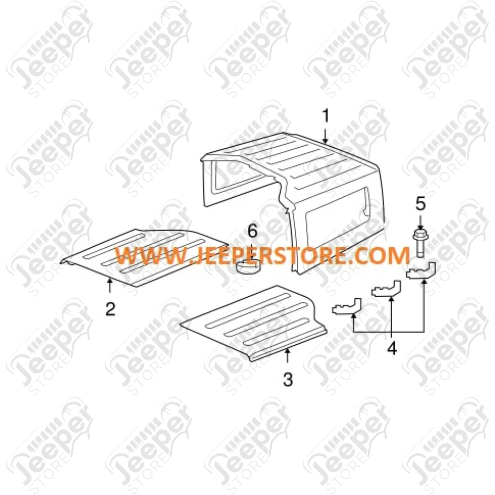 Panneau gauche Hard Top origine MOPAR noir (non peint) - Jeep Wrangler JK (2 ou 4 portes) - 1CM51RXFAC