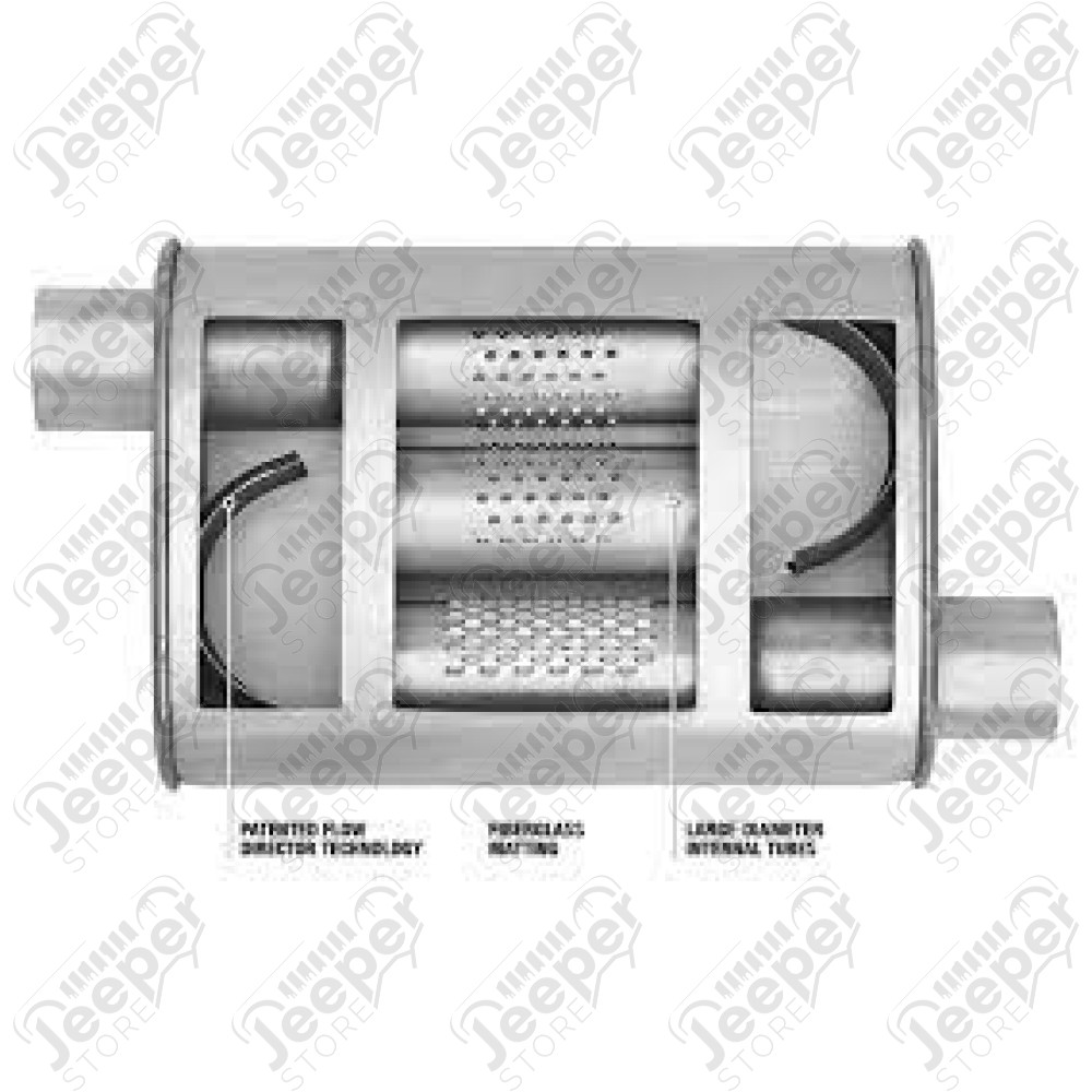 Silencieux universel avec sortie latéral "Dynomax" acier / inox, diamètre int. : 51mm ou 2" - long: 50.80cm