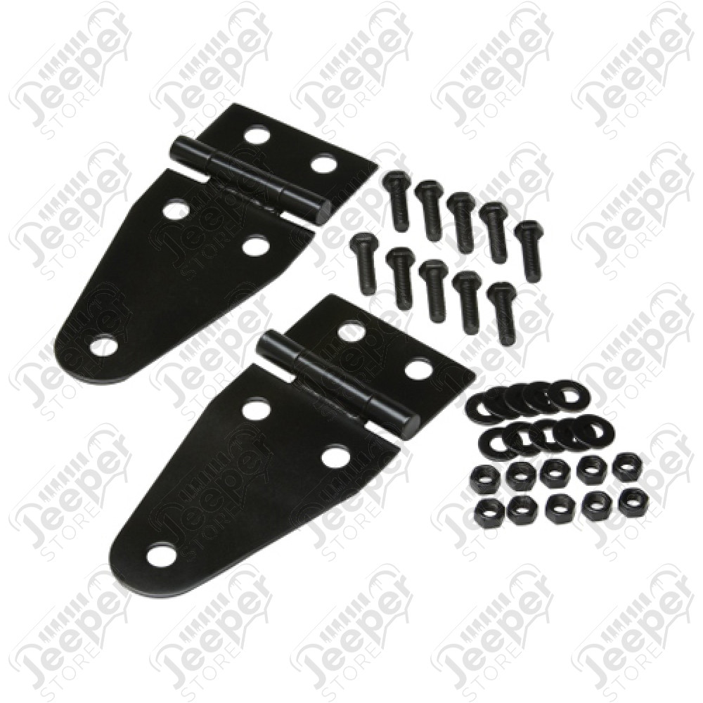 Kit de charnières de capot acier noir Jeep CJ et Wrangler YJ