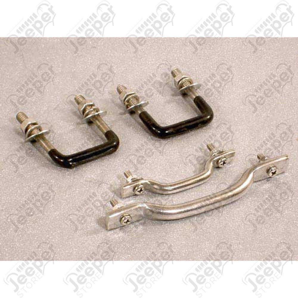Kit crochets capot moteur acier, inox Jeep CJ et Wrangler YJ