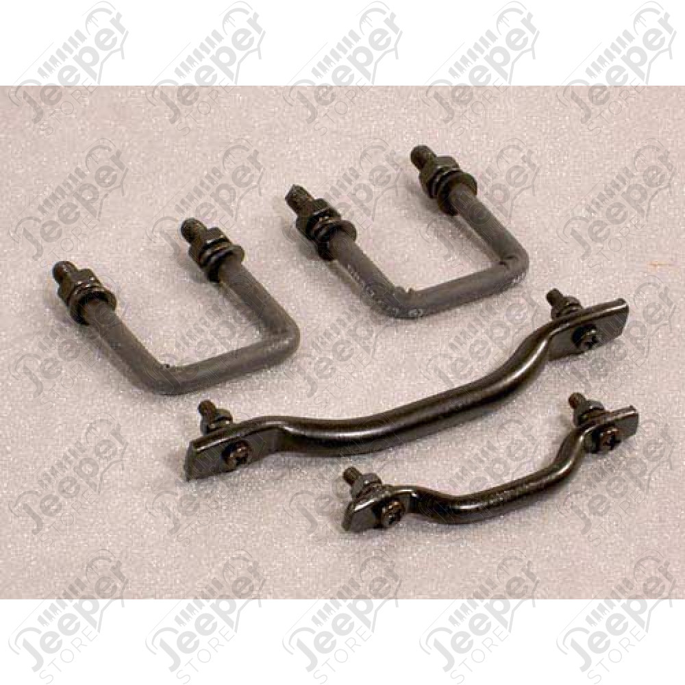 Kit crochets capot moteur acier noir Jeep CJ et Wrangler YJ