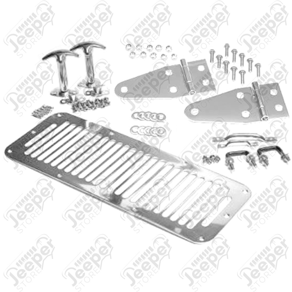 Kit complet de capot acier inox Jeep CJ, Wrangler YJ 