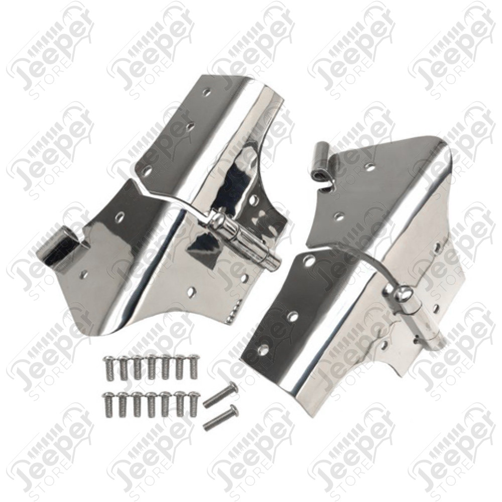 Kit de charnières de baie de pare brise en acier / inox pour Jeep Wrangler TJ et LJ