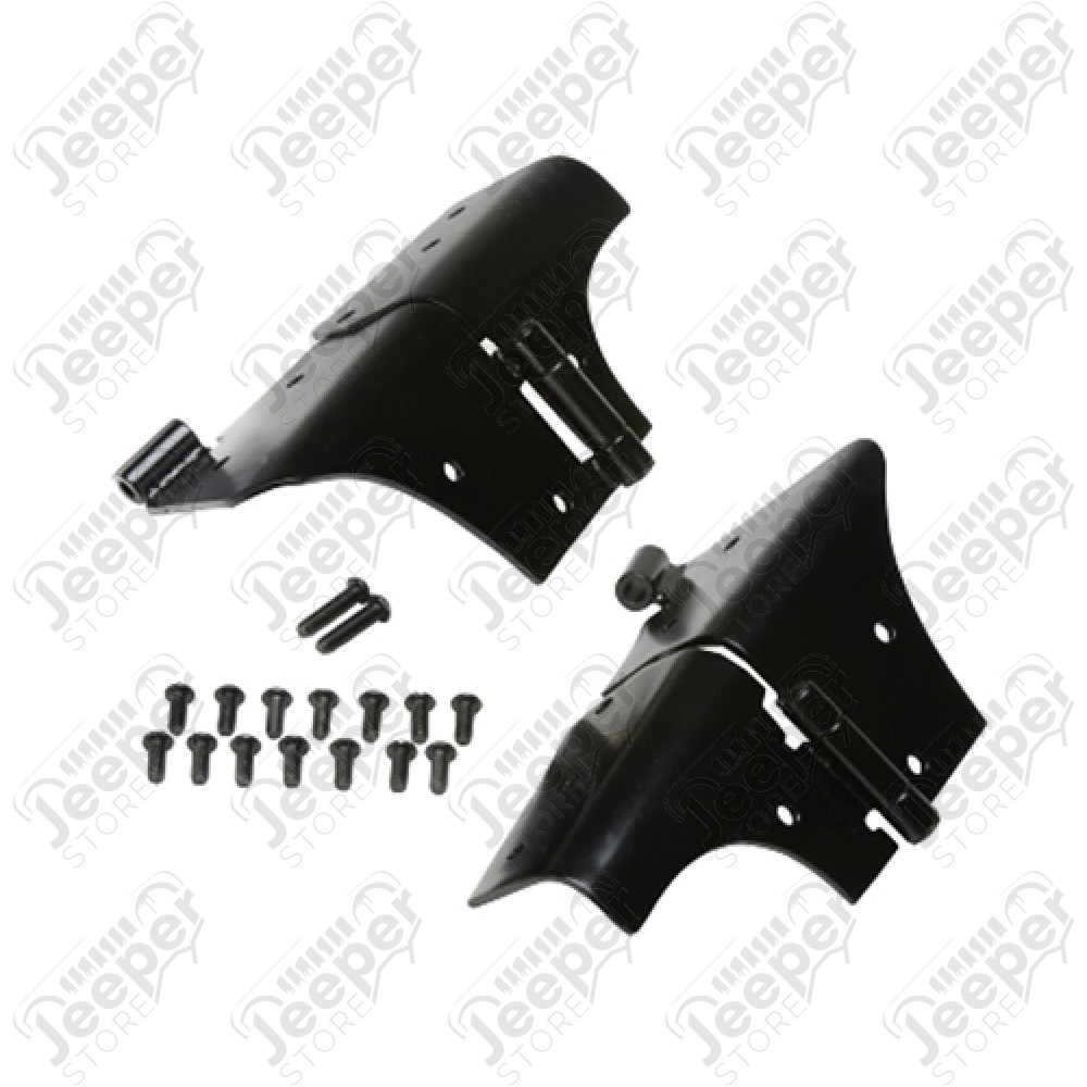 Kit de 2 charnières de baie de pare brise, couleur: noir, Jeep Wrangler TJ