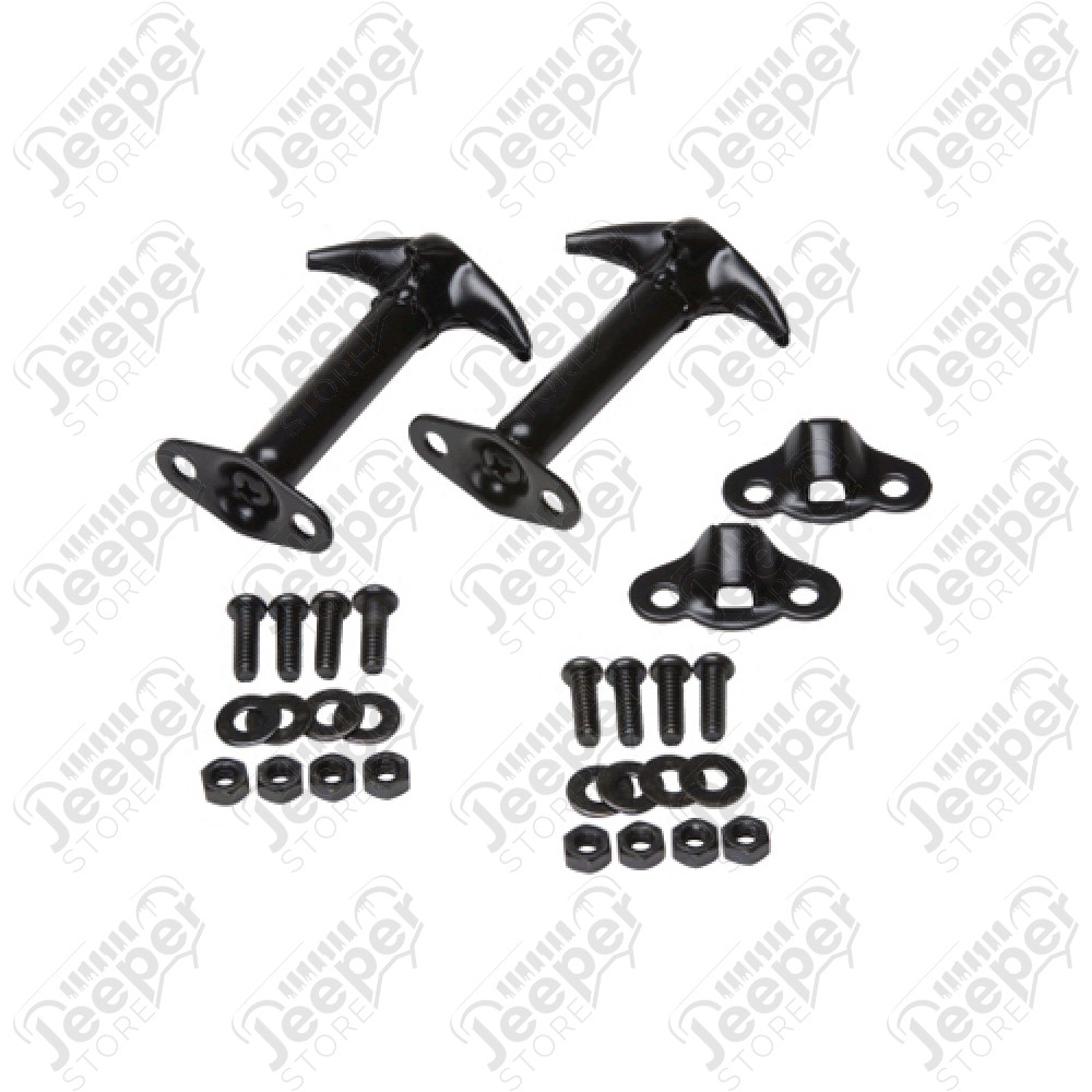Kit d'attaches capot acier noir Jeep CJ et Wrangler YJ 