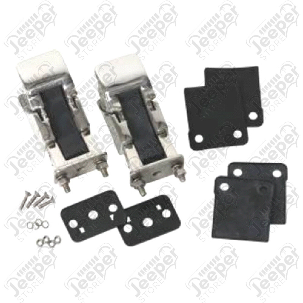 Kit d'attaches capot acier inox (type Wrangler TJ, JK) - Jeep CJ, Wrangler YJ