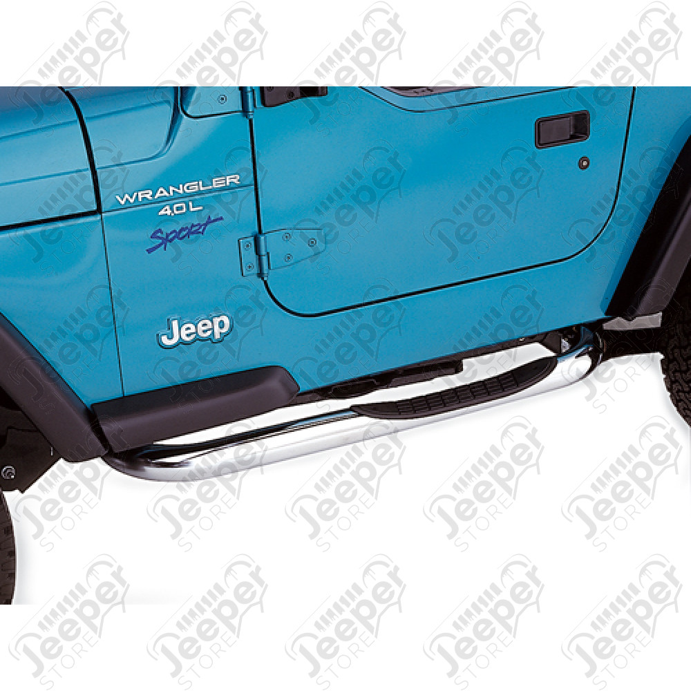 Marchepieds (diamètre : 75 mm) acier inox avec plateau anti-dérapant - Jeep Wrangler YJ - 8625S