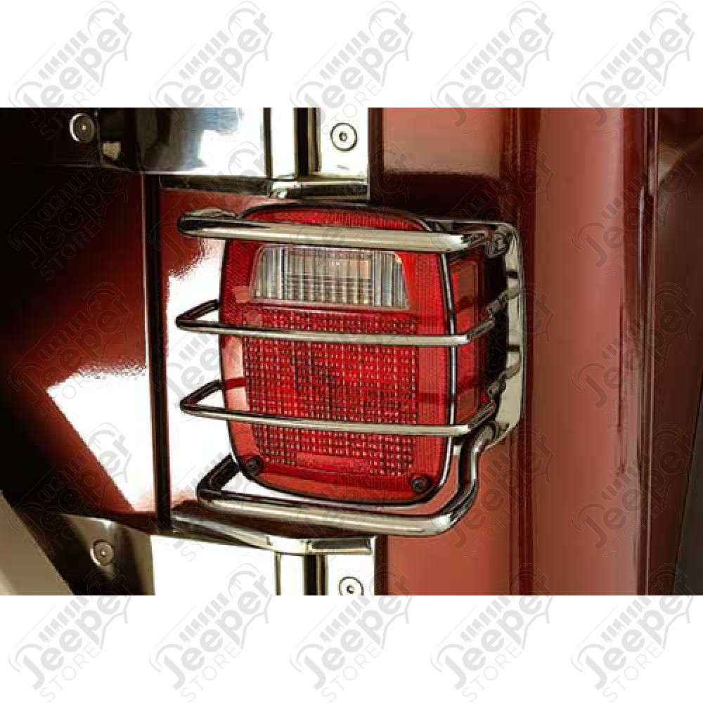 Kit protections de feux arrière acier inox Jeep CJ, Wrangler YJ, TJ - Kit protections de feux arrière acier chrome pour Jeep CJ, Wrangler YJ, TJ