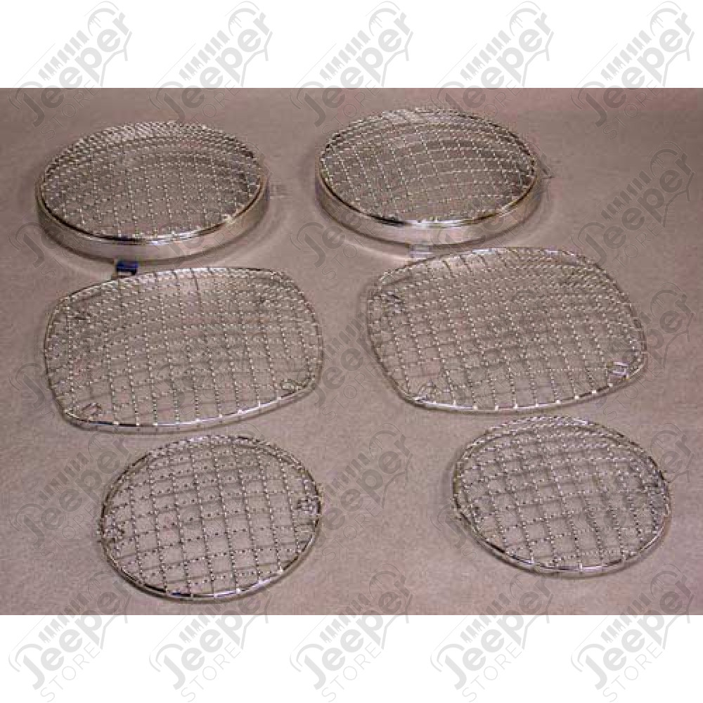 Kit grilles protections de feux avant et arrière acier inox Jeep CJ 