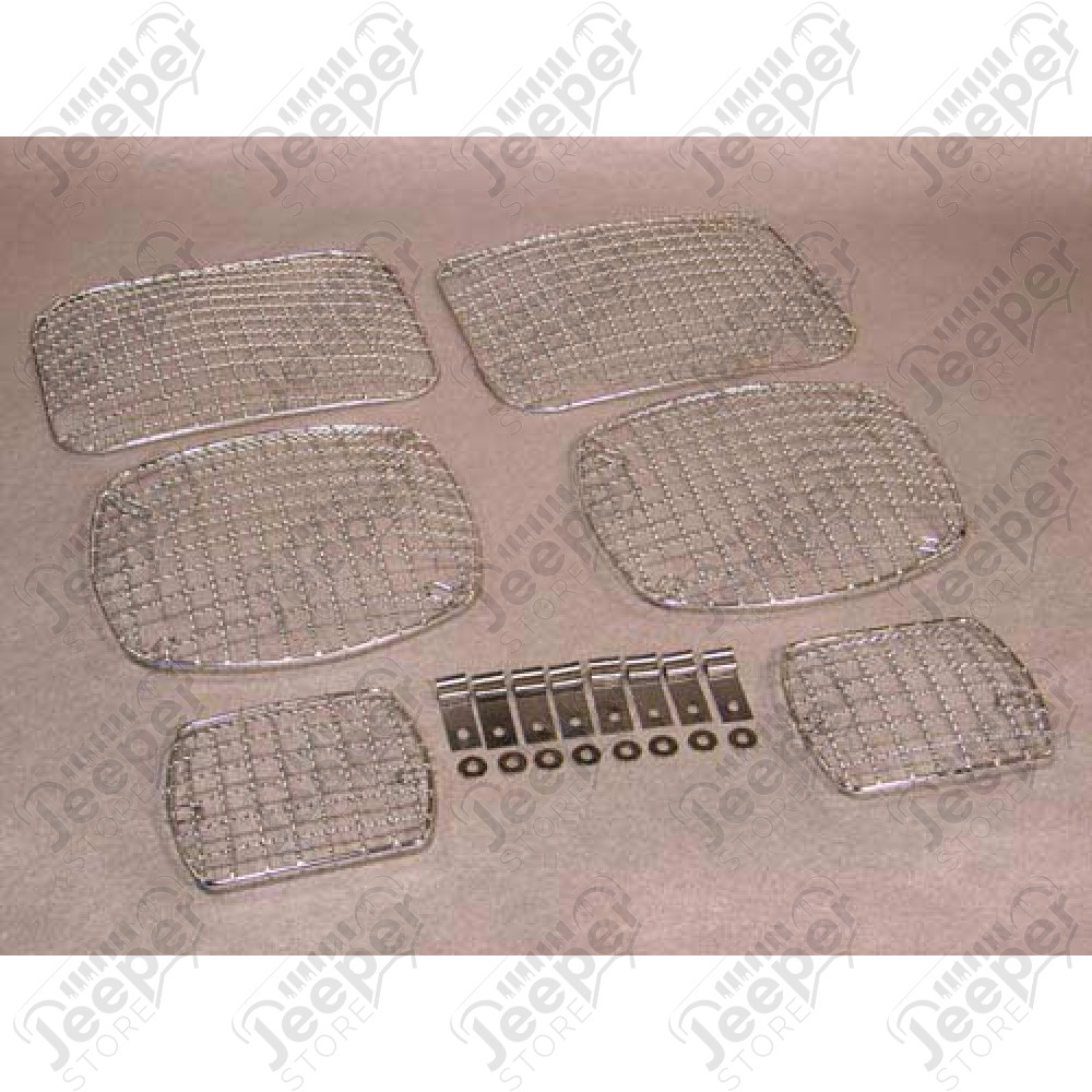 Grilles de protection de feux avant et arrière acier chromées - Jeep Wrangler YJ - 488503 / SH7425 / RT34047
