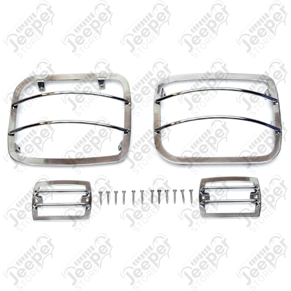 Kit de 4 grilles de protection de feux avant en acier inox pour Jeep Wrangler YJ - 11142.03