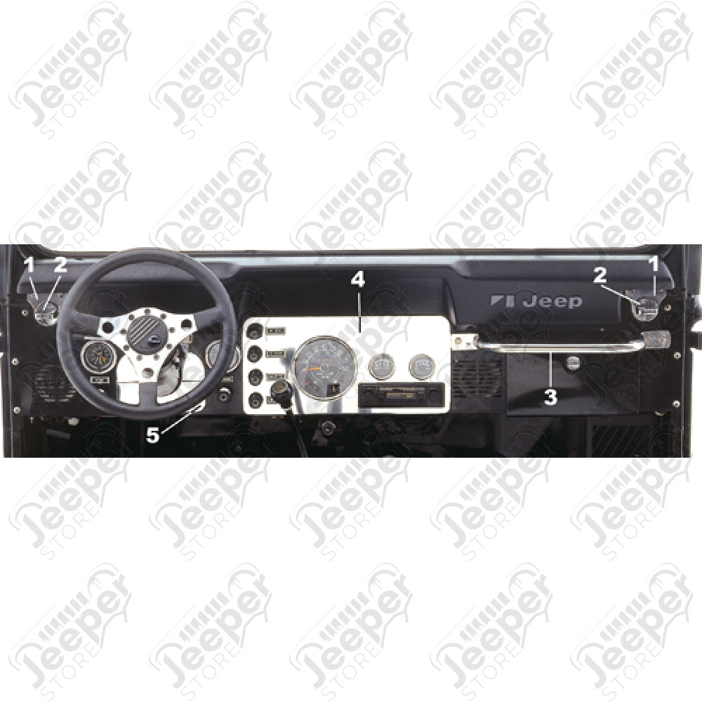kit de 2 fixations chromé pour baie de pare brise Jeep CJ et Wrangler YJ