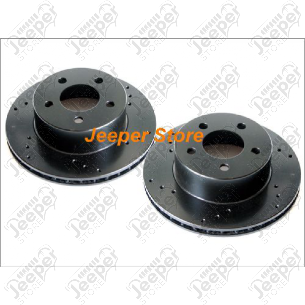 Kit de 2 disques de frein avant percés et ventilés pour Jeep Wrangler YJ, TJ, Cherokee XJ et Grand Cherokee ZJ, ZG - AR8722XPR / 780444PER / 18A409SD
