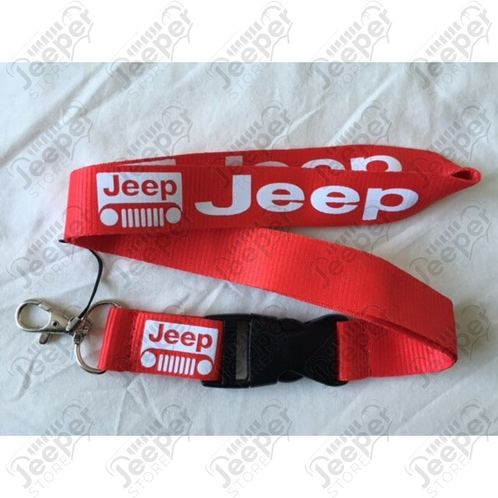 Tour de cou rouge, porte clef Jeep