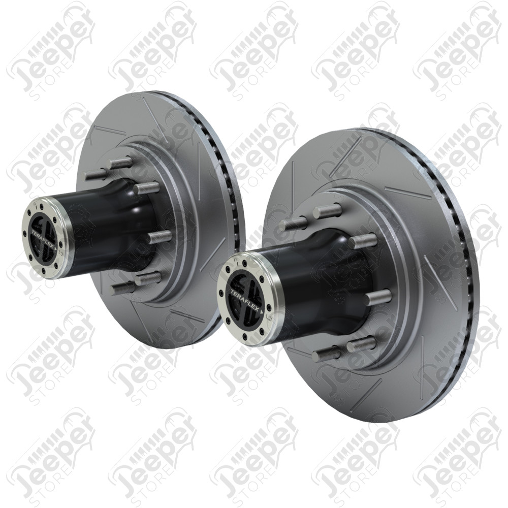 JK: Tera CRD60 Front Axle 8-Lug Locking Hub Conversion Kit w/ Slotted Big Rotors