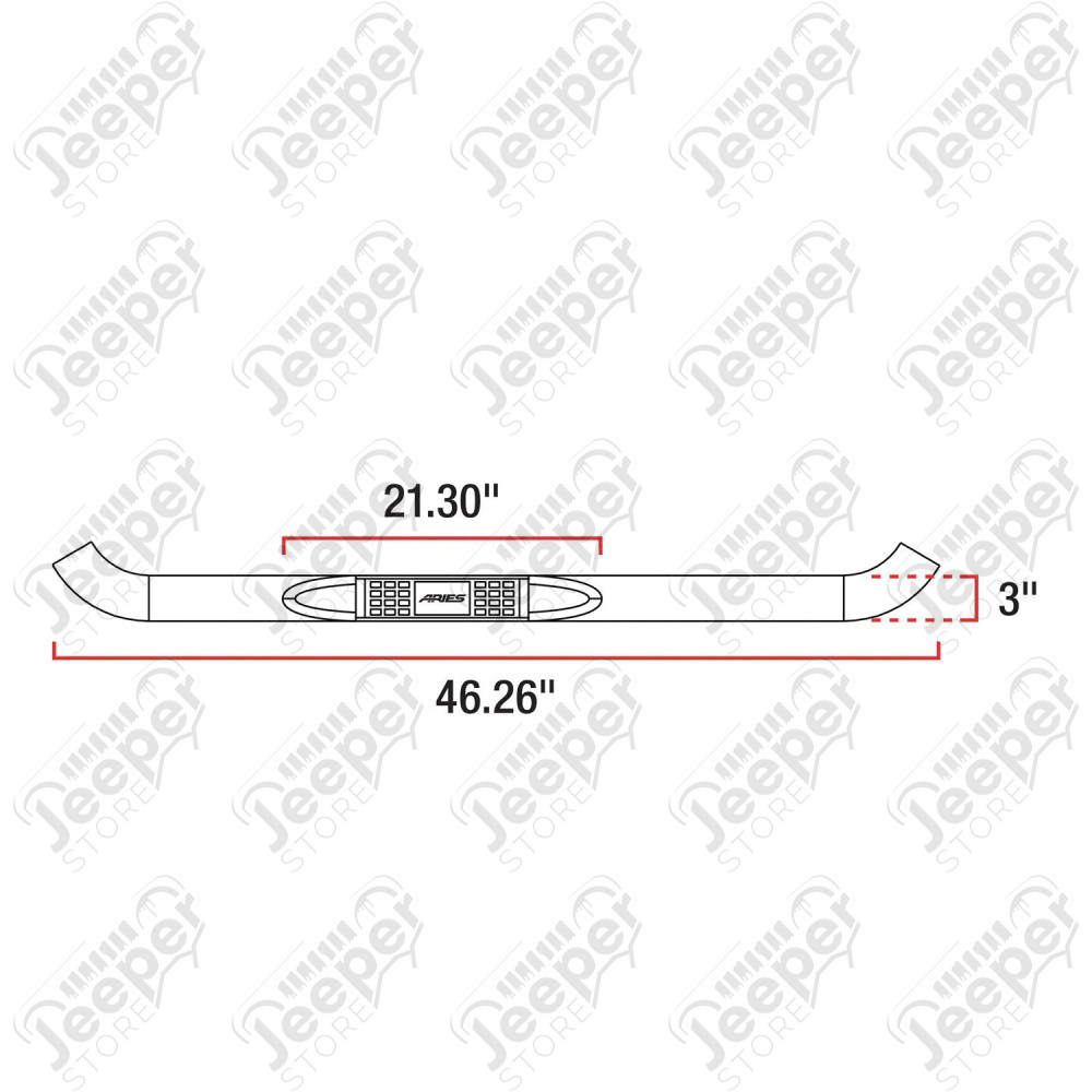 Marchepieds (diamètre : 75 mm) acier inox avec plateau anti-dérapant - Jeep Wrangler YJ - 8625S