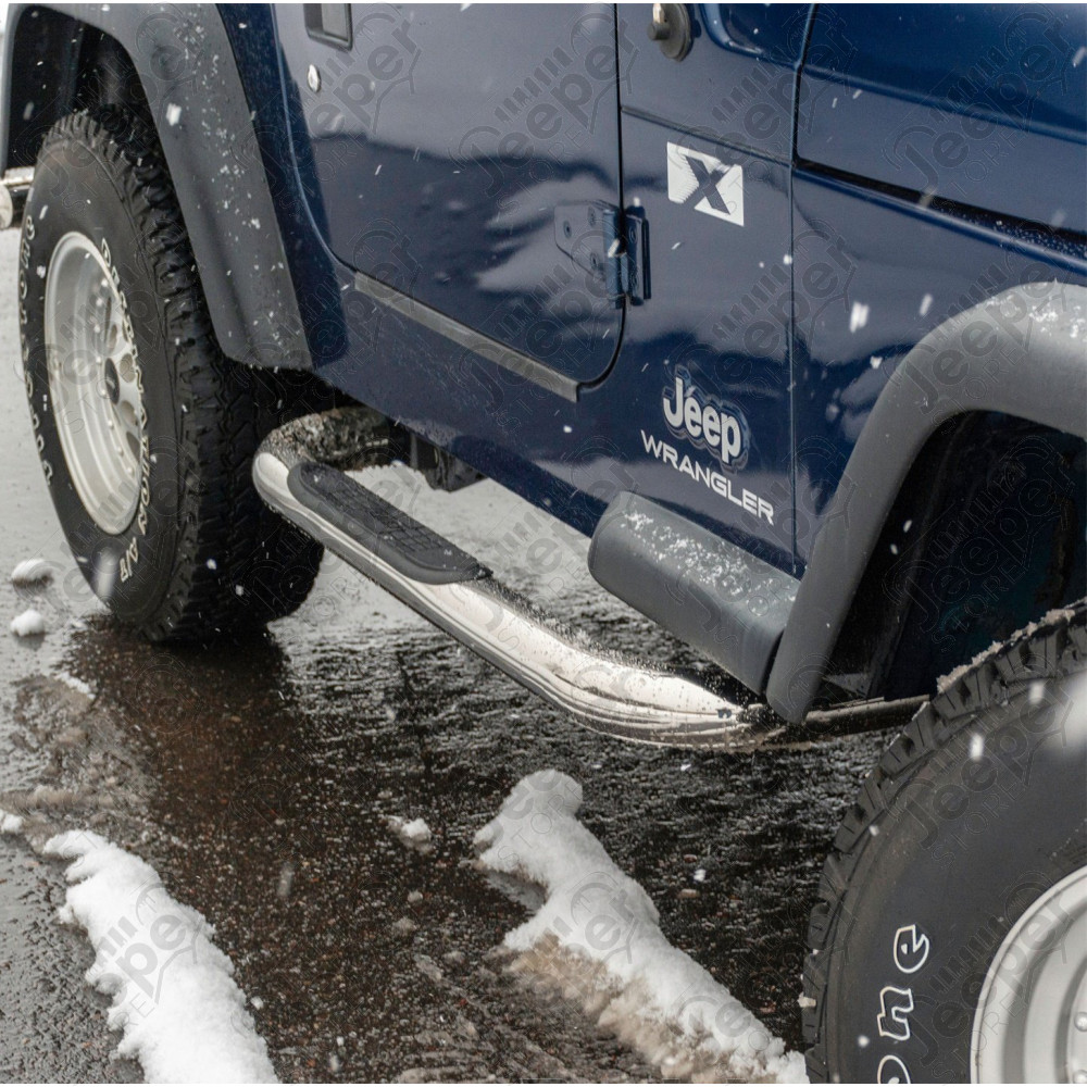 Marchepieds (diamètre : 75 mm) acier inox avec plateau anti-dérapant - Jeep Wrangler YJ - 8625S