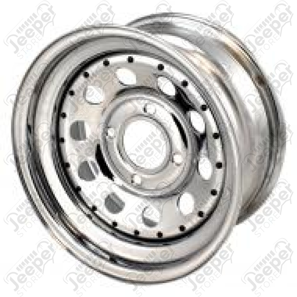 Jante acier Modular Chromé 8x15 / 5x139.7 / ET: -25 pour Jeep Willys, CJ3, CJ5, CJ6, CJ7, CJ8, Wagoneer SJ, ... - 1451.20 / 1413.05 / 97-5855 / 405CH / RA405CH - Jante acier 15 pouces