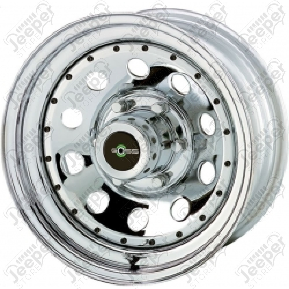 Jante acier Modular Chromé 8x15 / 5x139.7 / ET: -25 pour Jeep Willys, CJ3, CJ5, CJ6, CJ7, CJ8, Wagoneer SJ, ... - 1451.20 / 1413.05 / 97-5855 / 405CH / RA405CH - Jante acier 15 pouces