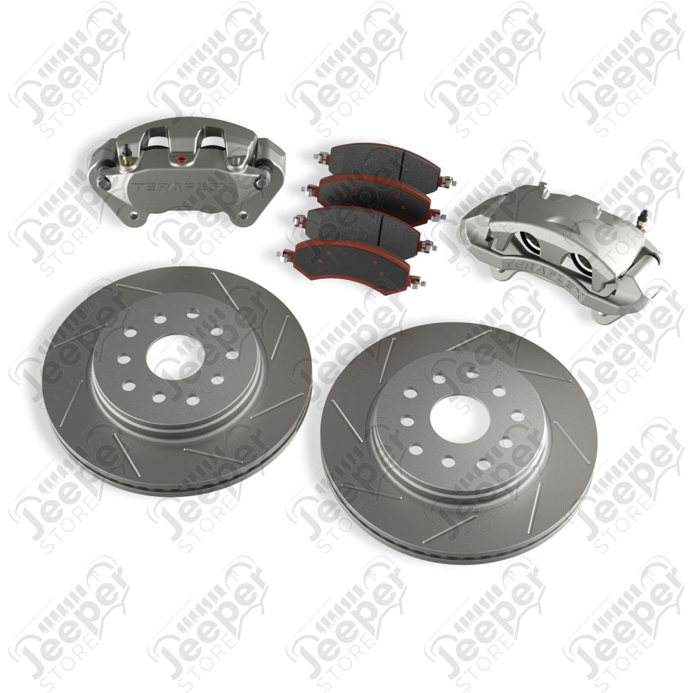 JK: Front Big Brake Kit w/ Slotted Rotors – 5x5” & 5x5.5”