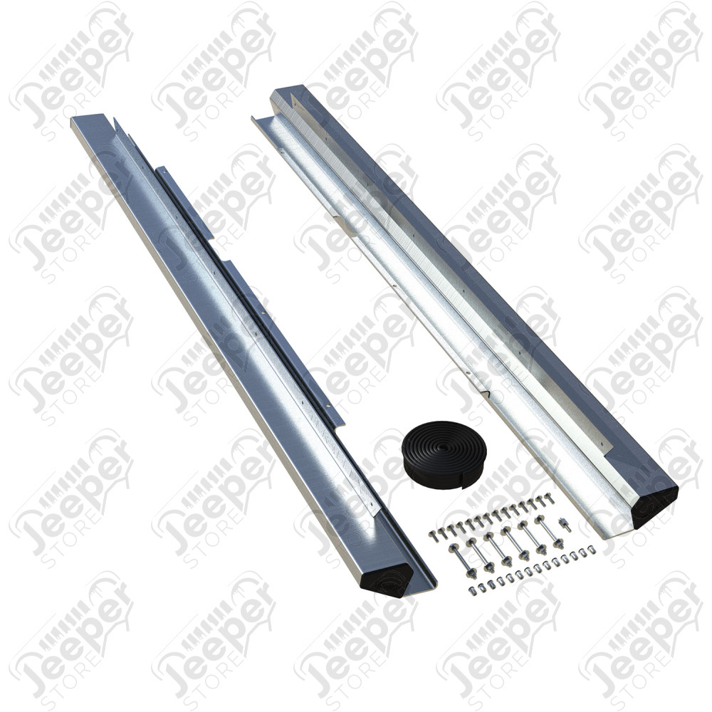 JK 4dr: RockGuard Aluminum Rock Slider Kit – Raw