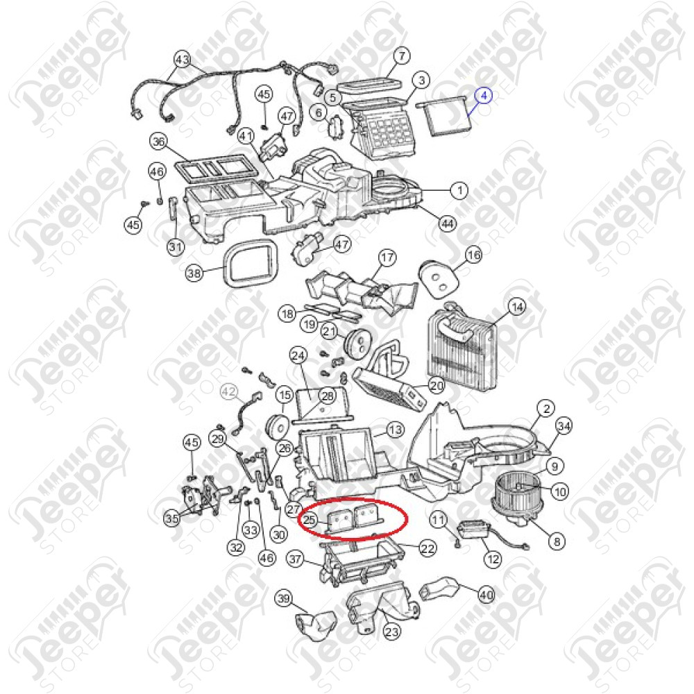 Volet de chauffage centrale bi-zones Jeep Grand Cherokee WJ, WG