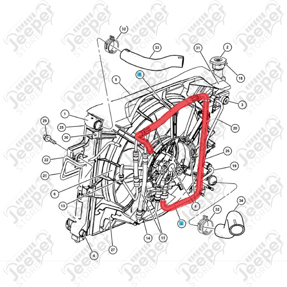 Tuyau de pression de direction assistée 4.7L V8 Jeep Grand Cherokee WJ, WG