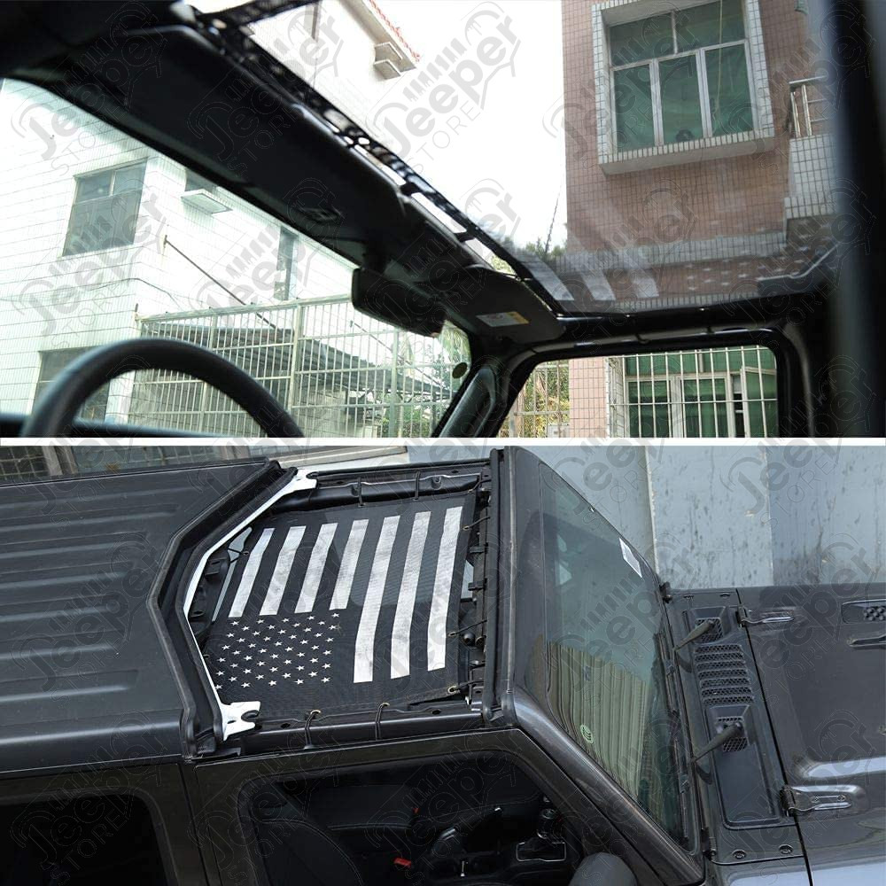 Bikini pour hardtop - Couleur : noir typé mesh - Drapeau USA - Jeep Wrangler JL et Wrangler JL Unlimited (2 et 4 portes) - 13579.73