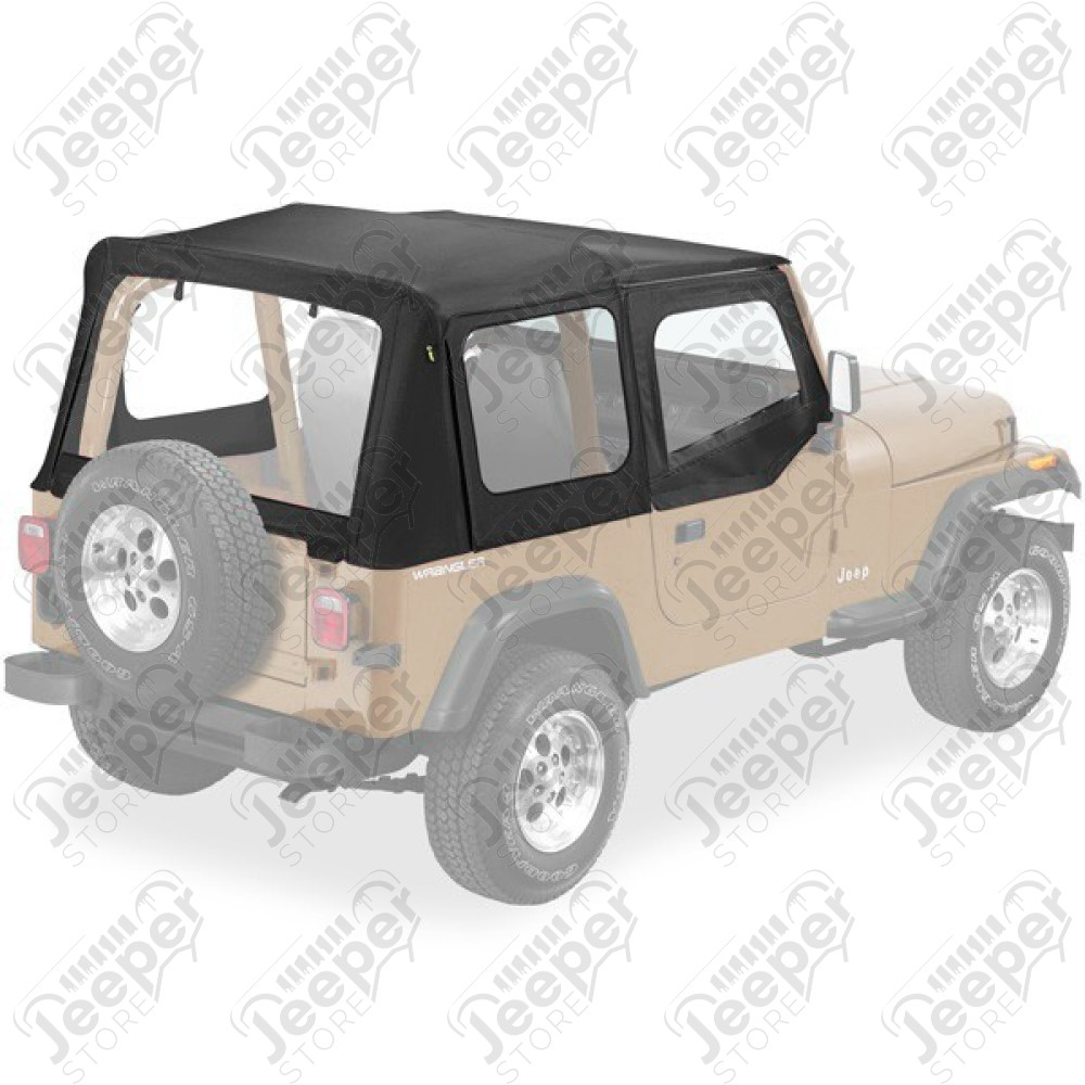 Bâche soft-top de rechange sans support avec fenêtres amovibles pour demi-portes - Couleur : Black Crush - Wrangler YJ