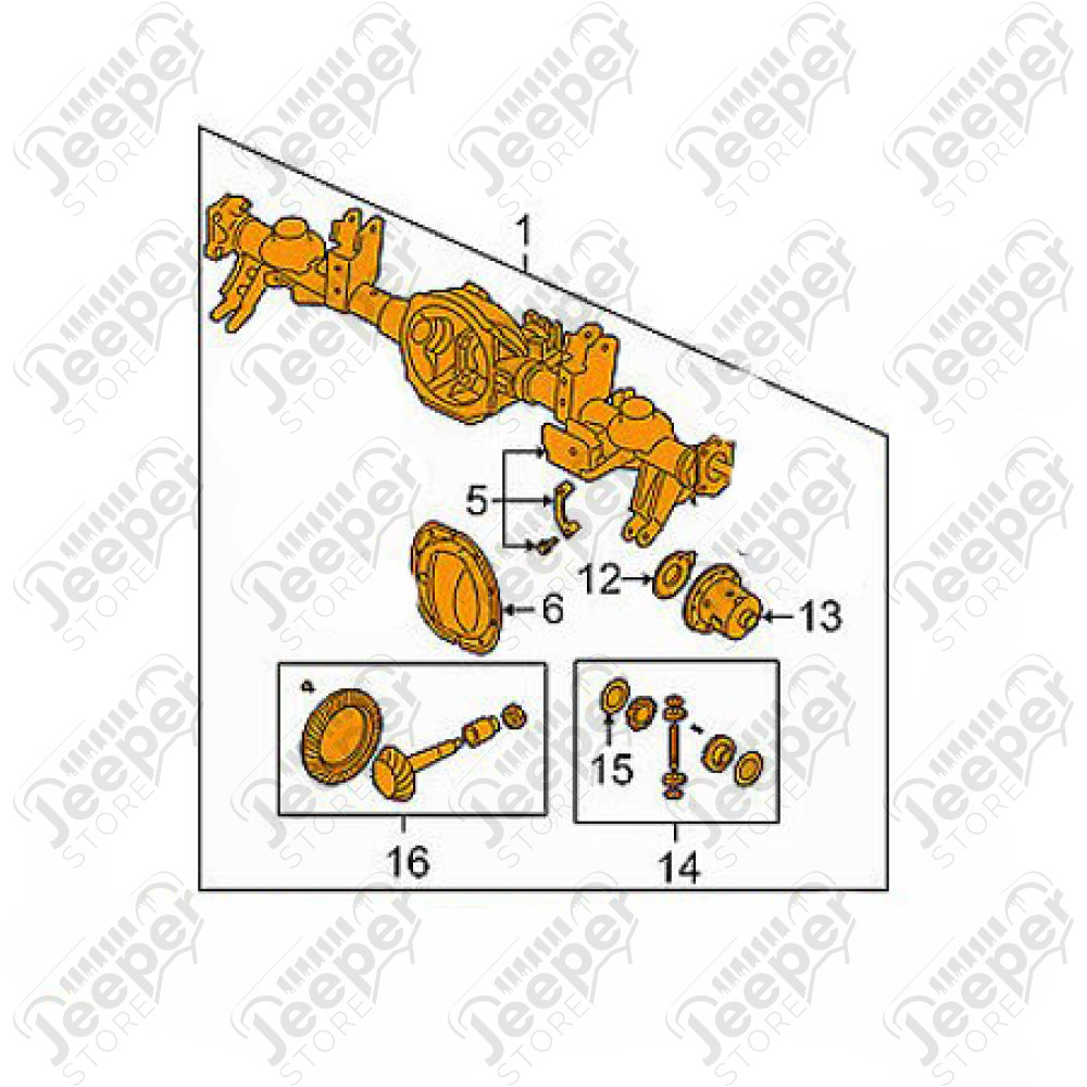 Pont arrière 213mm complet (ratio: 3.73) pour 4.7L V8 Jeep Grand Cherokee WH, WK
