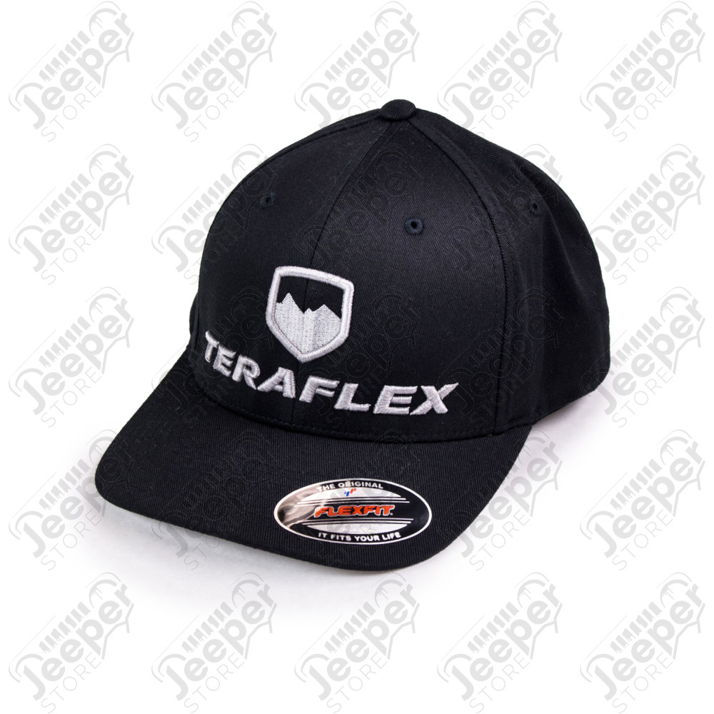 TeraFlex FlexFit Curved Visor Hat – Black/Silver – Small/Medium 