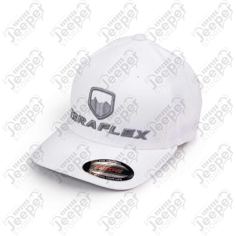 TeraFlex FlexFit Curved Visor Hat – White/Silver – Small/Medium 