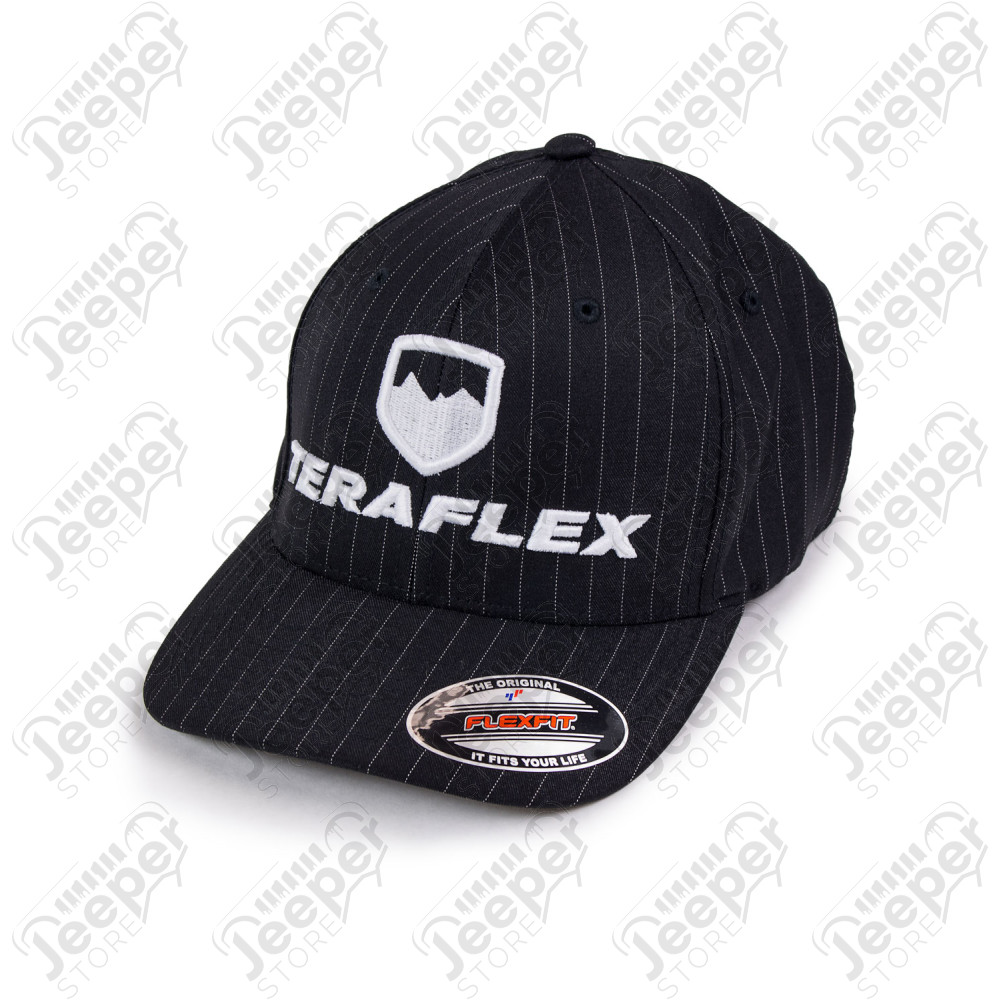 TeraFlex FlexFit Pinstripe Curved Visor Hat – Black/White – Large/X-Large