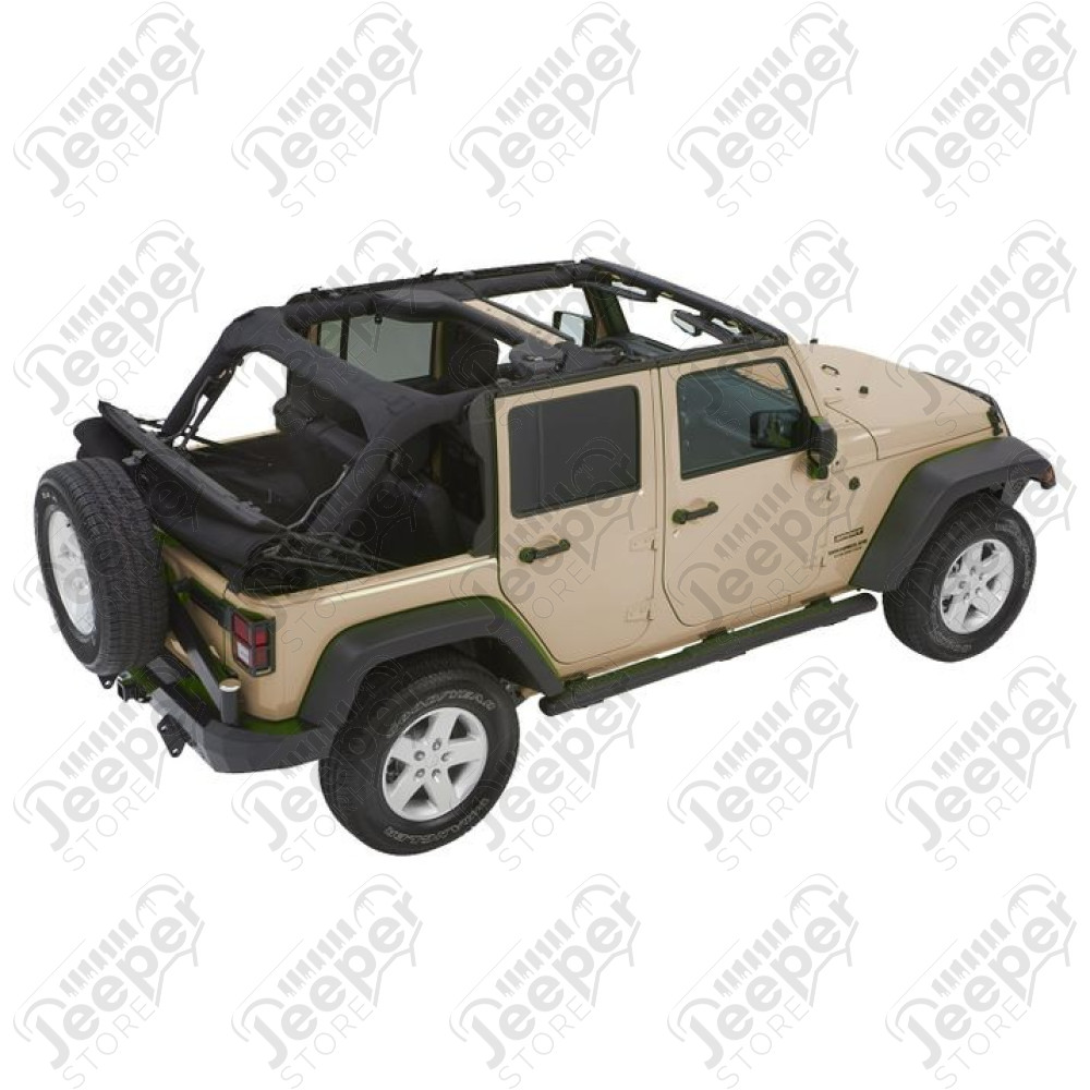 Bache Trektop Glide - Couleur : Crushed Red Pepper (Rouge foncé) - Tissu : Twill - Jeep Wrangler JK Unlimited (4 portes)