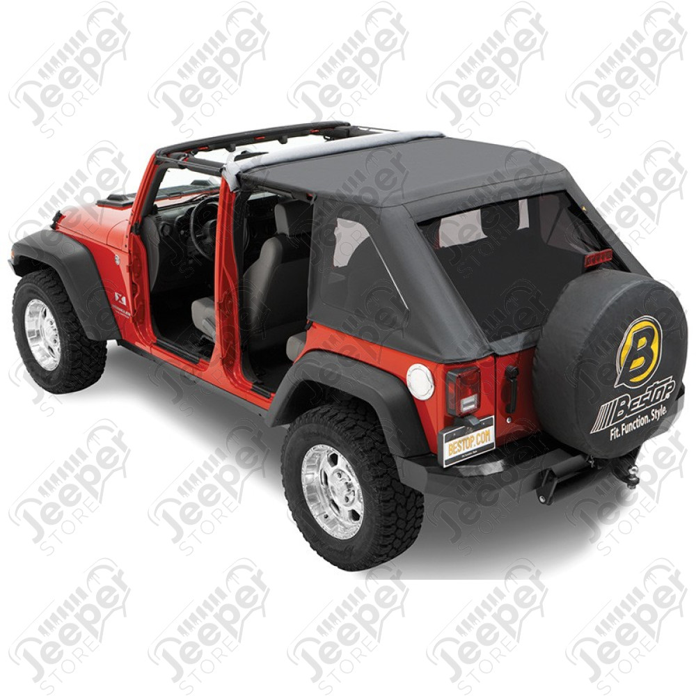 Bâche Trektop - Couleur : Black - Tissu : Twill (triple épaisseur) - Jeep Wrangler JK Unlimited (4 portes) 