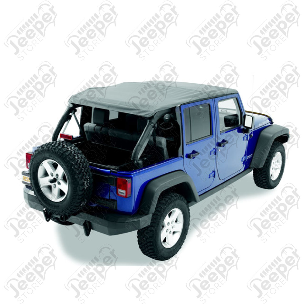 Bâche Trektop - Couleur : Black - Tissu : Twill (triple épaisseur) - Jeep Wrangler JK Unlimited (4 portes) 