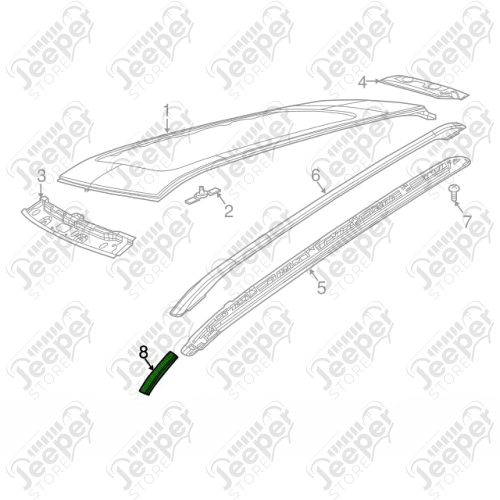 Joint de gouttière de toit (coté gauche) Jeep Compass MP - 5UP41RXFAB