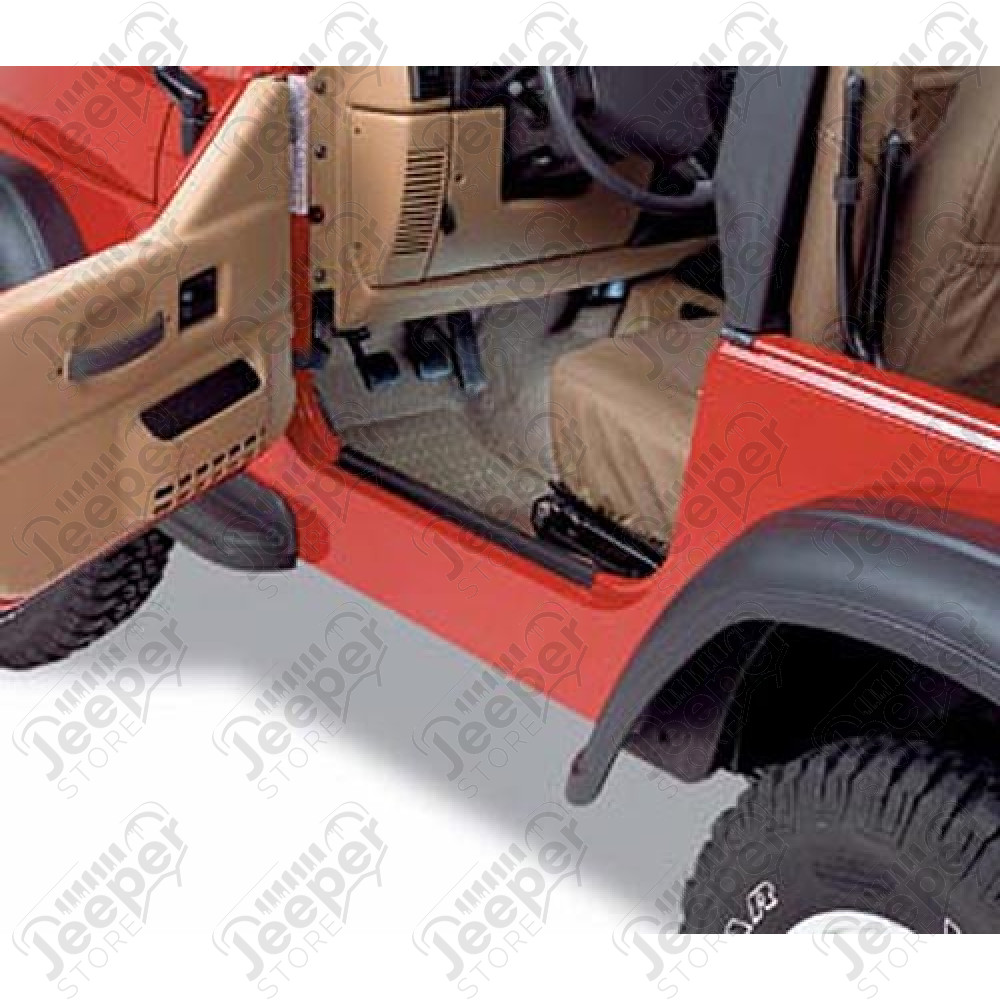 Kit protections de seuils de porte acier noir Jeep CJ, Wrangler YJ (la paire)