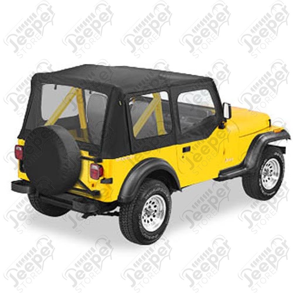Bâche soft-top de rechange sans support avec fenêtres amovibles pour demi-portes - Couleur : Black Crush - Wrangler YJ