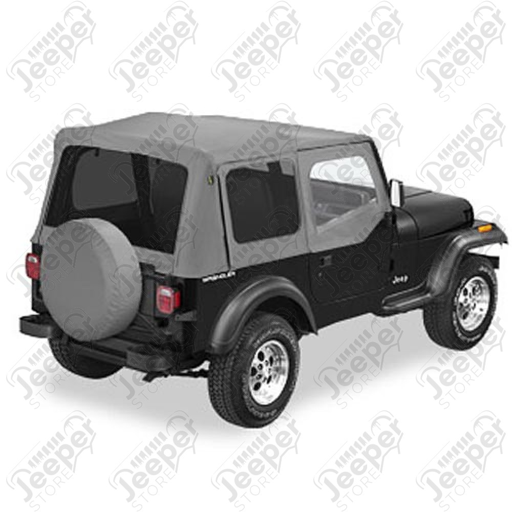 Bâche de rechange avec haut de fenêtre carré, couleur: Charcoal, Wrangler YJ