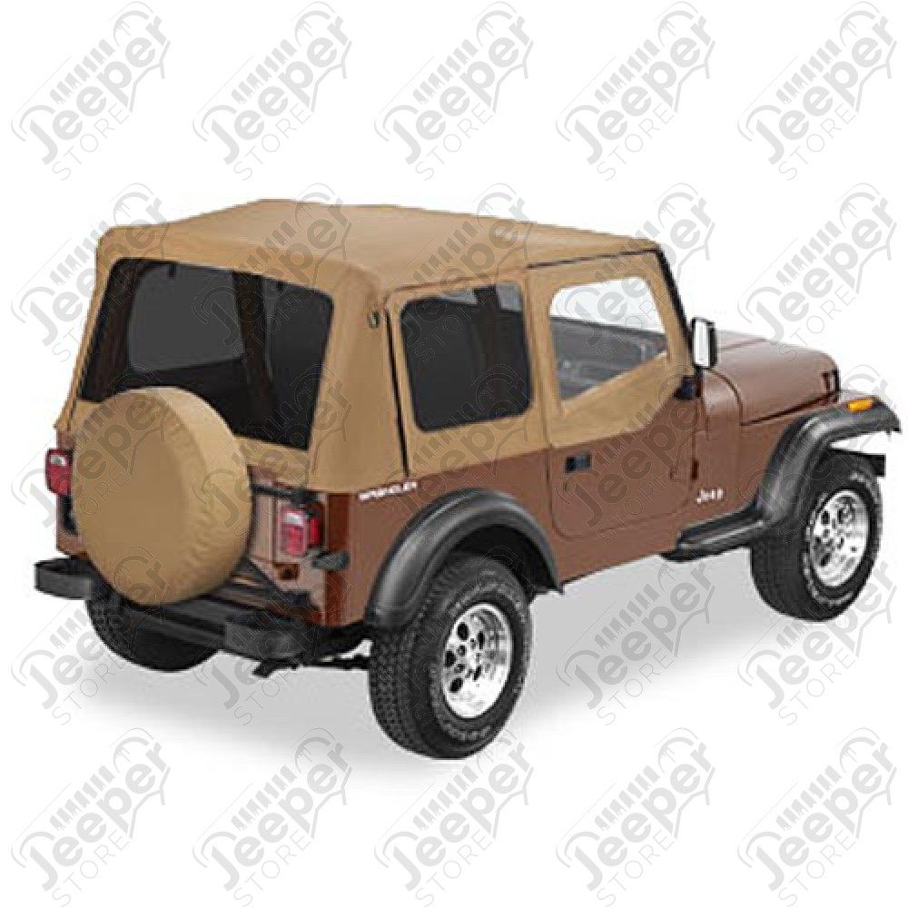 Bâche de rechange avec haut de fenêtre carré, couleur: Marron / Spice pour Jeep Wrangler YJ (sans aucune armature)