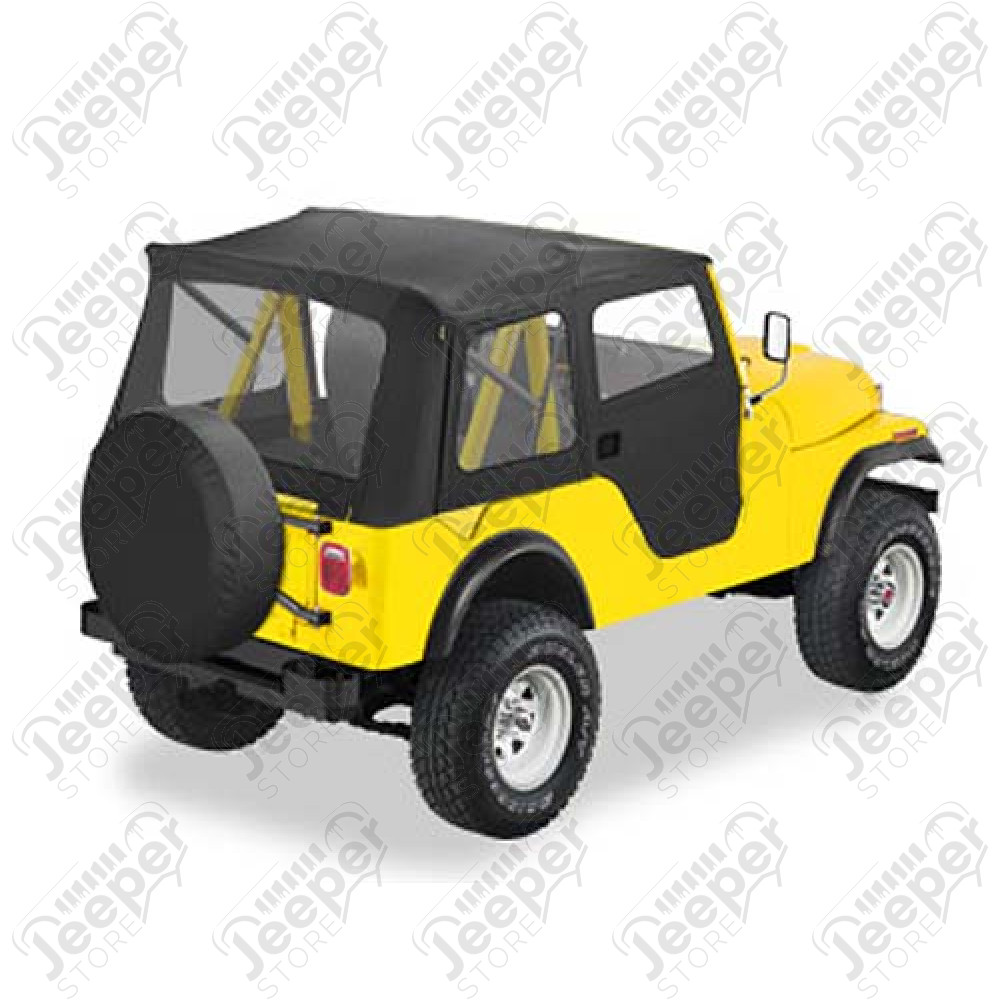 Bâche Supertop soft-top avec portes soft-top en deux parties séparables Couleurs: Black Denim Jeep CJ3 et CJ5
